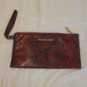 Michael Kors Red Snake Print Wristlet